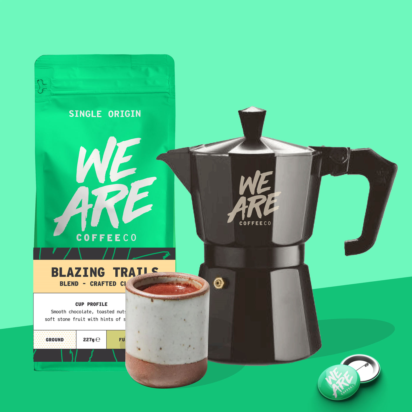 Blazing Trails Blend ground coffee - close-up by We Are Coffee Co