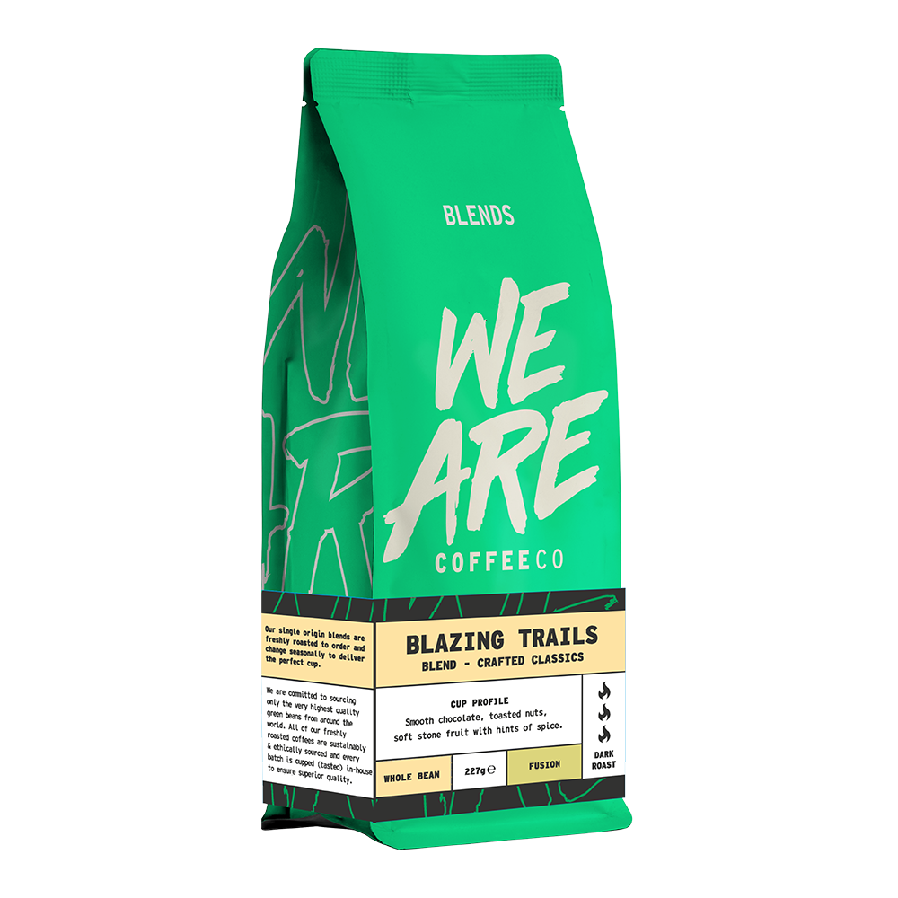 Blazing Trails Blend - side pack shot by We Are Coffee Co