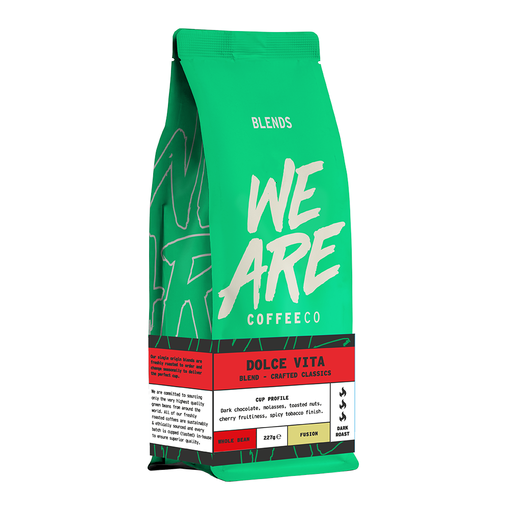 Dolce Vita (Italian Roast) Blend - side pack shot by We Are Coffee Co
