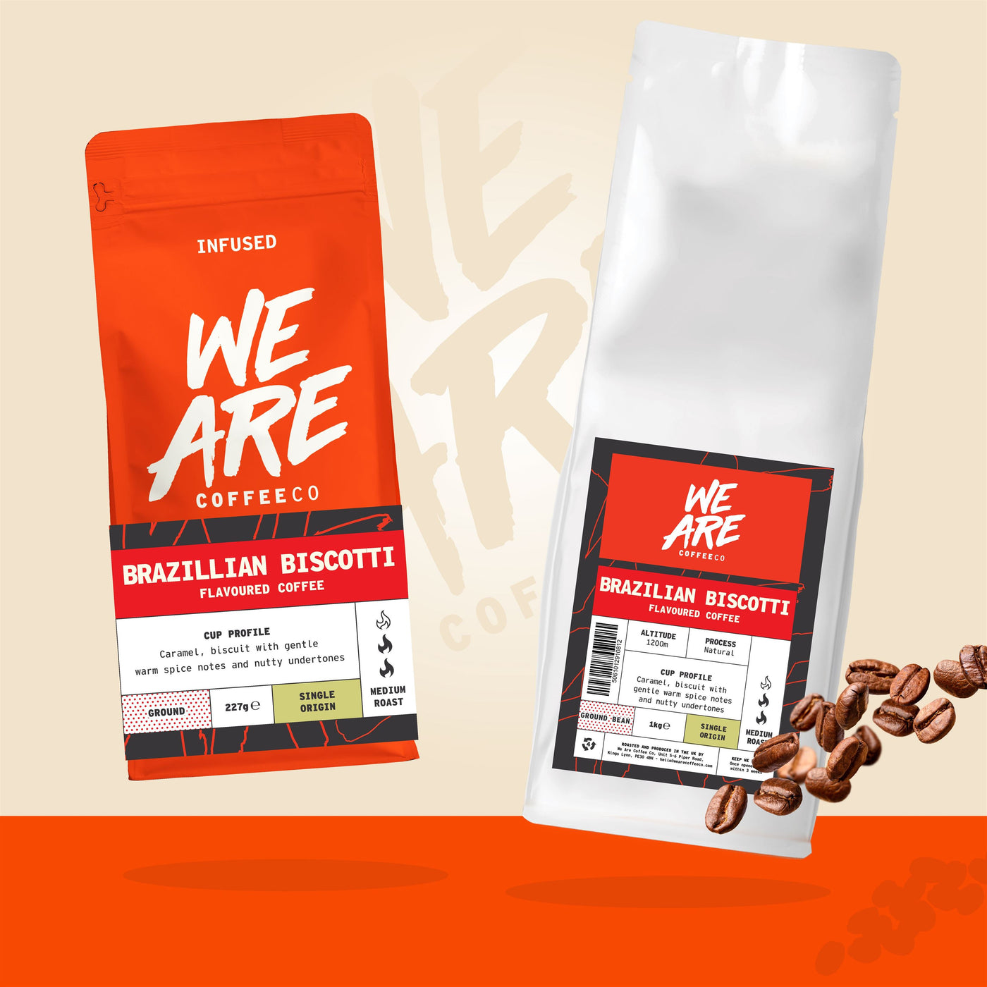 Brazilian Biscotti Flavoured Coffee ground coffee - back label by We Are Coffee Co