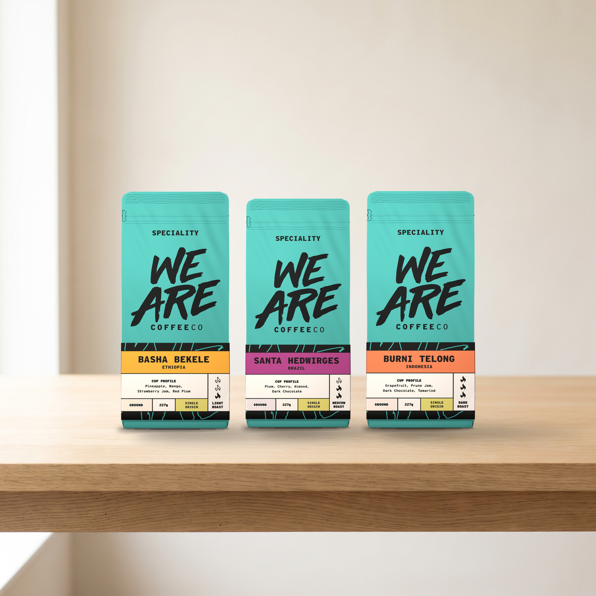 Speciality Coffee Discovery Bundle: three 227g ground coffee bags