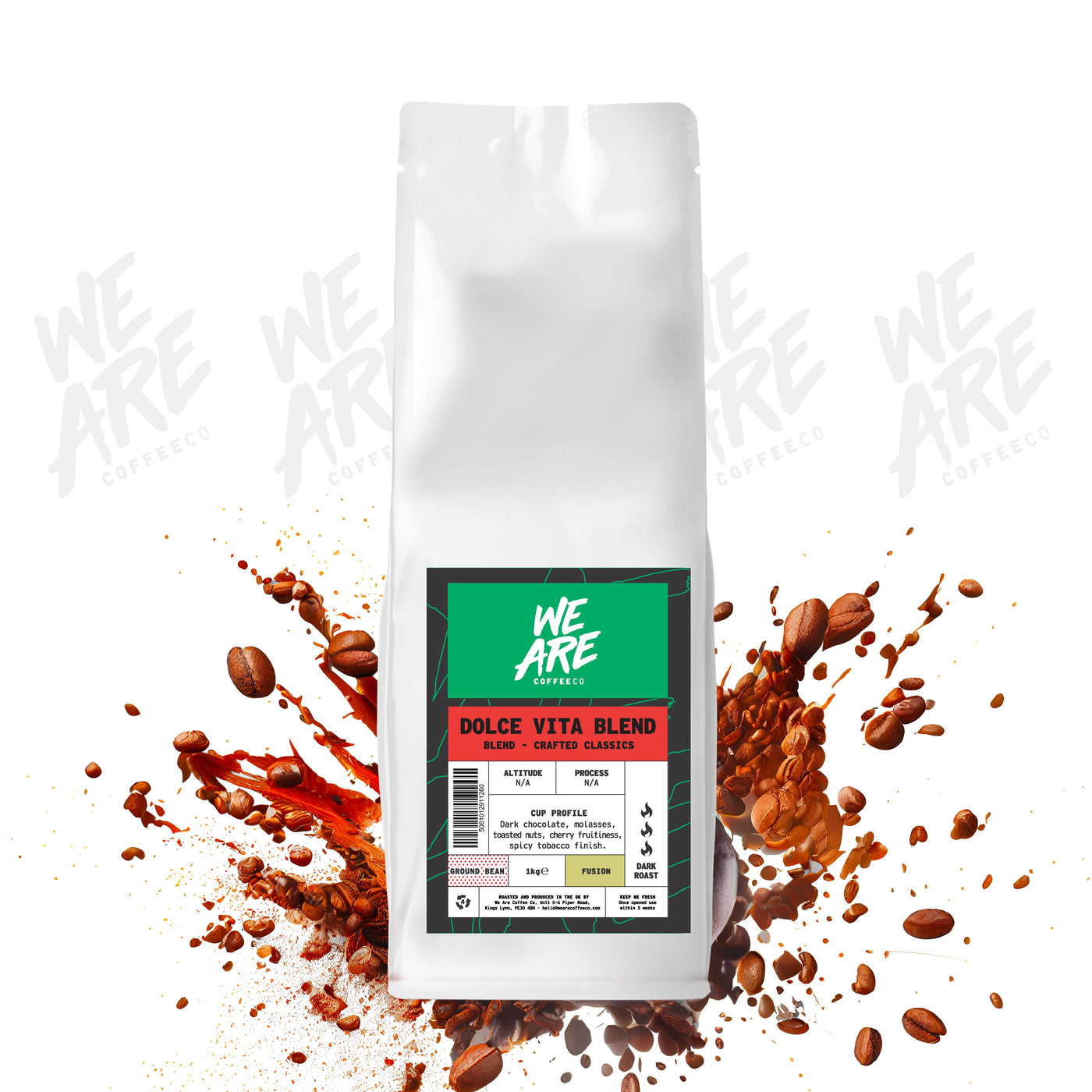 Dolce Vita (Italian Roast) Blend ground coffee - display by We Are Coffee Co