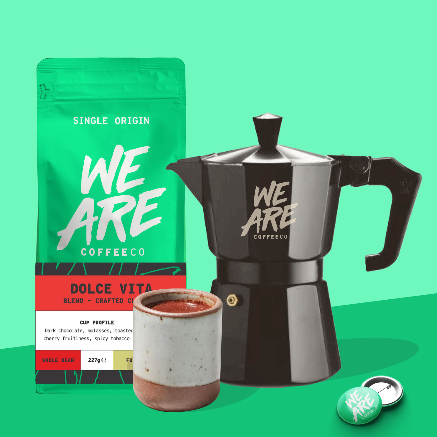 Dolce Vita (Italian Roast) Blend whole bean coffee - close-up by We Are Coffee Co