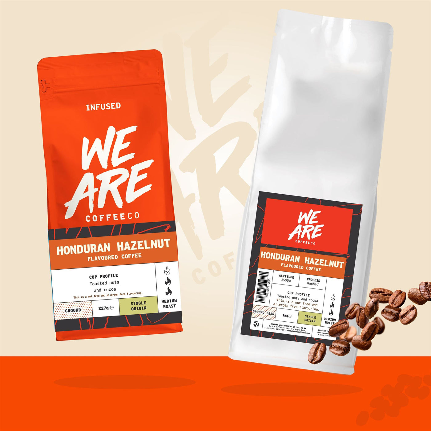 Honduran Hazelnut Flavoured Coffee ground coffee - back label by We Are Coffee Co