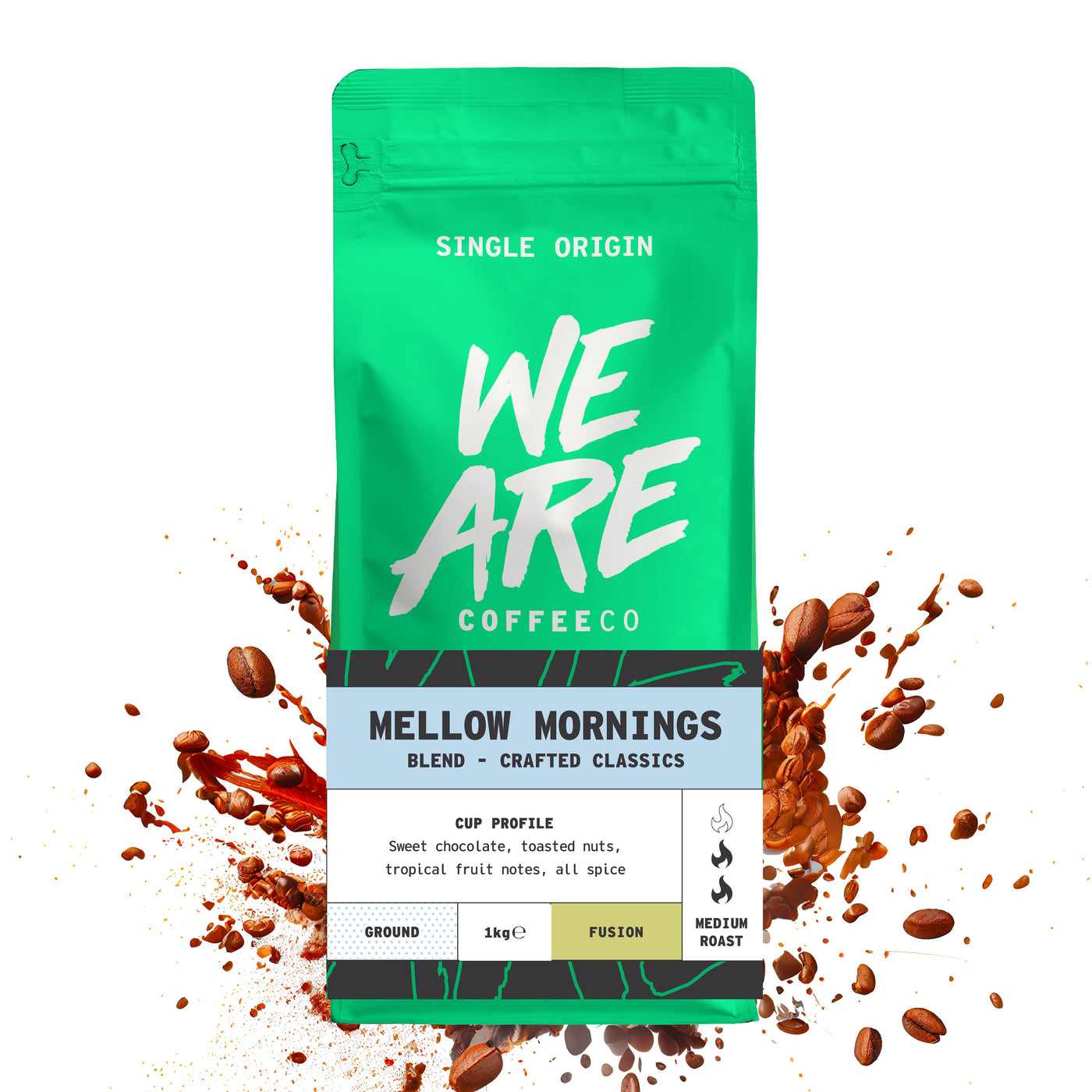 Mellow Morning Blend - packaging sizes by We Are Coffee Co