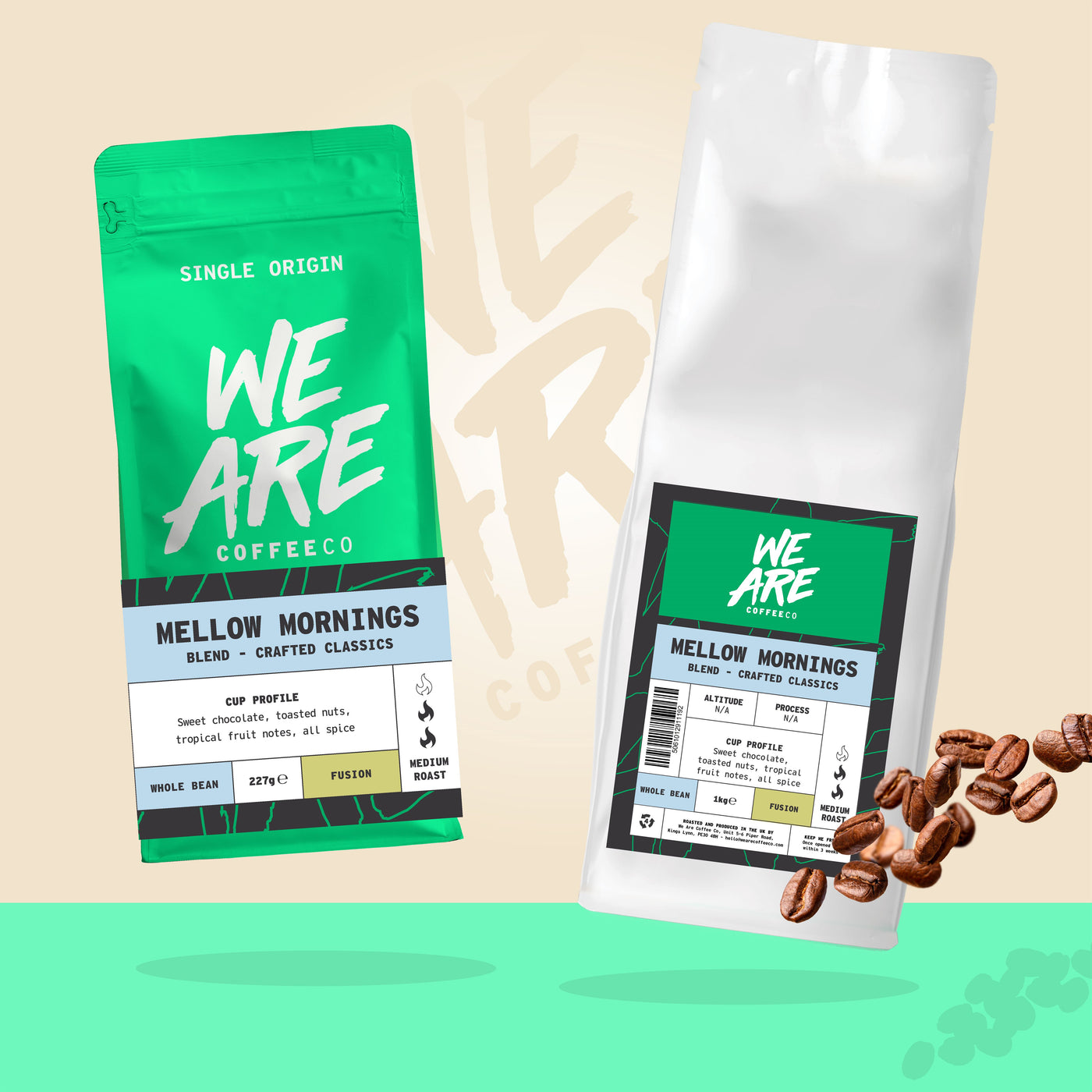 Mellow Morning Blend whole bean coffee - back label by We Are Coffee Co