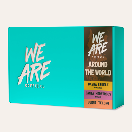 Around the World coffee gift set with three speciality coffee bags
