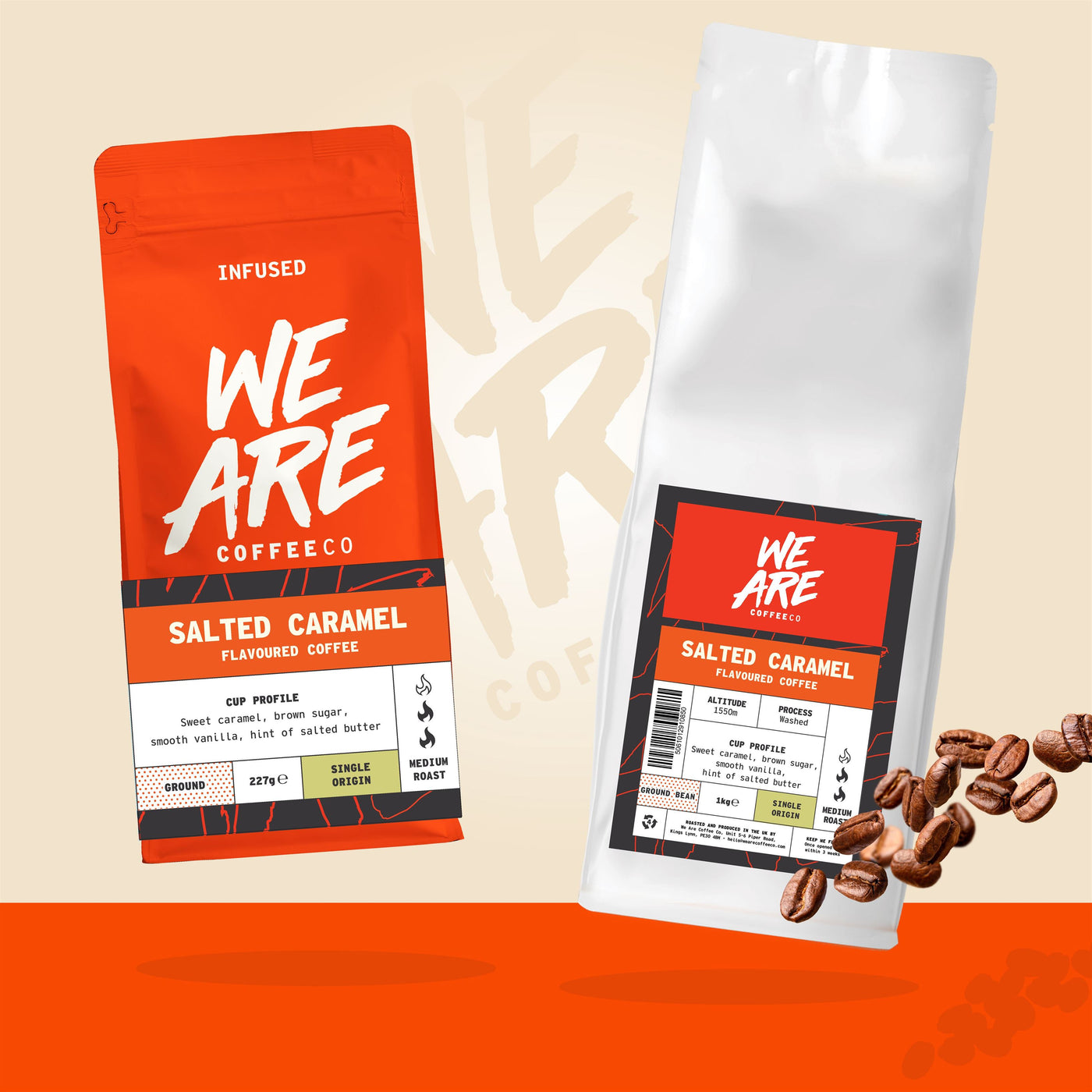Colombian Salted Caramel Flavoured Coffee ground coffee - back label by We Are Coffee Co