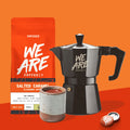 Colombian Salted Caramel Flavoured Coffee whole bean coffee - close-up by We Are Coffee Co