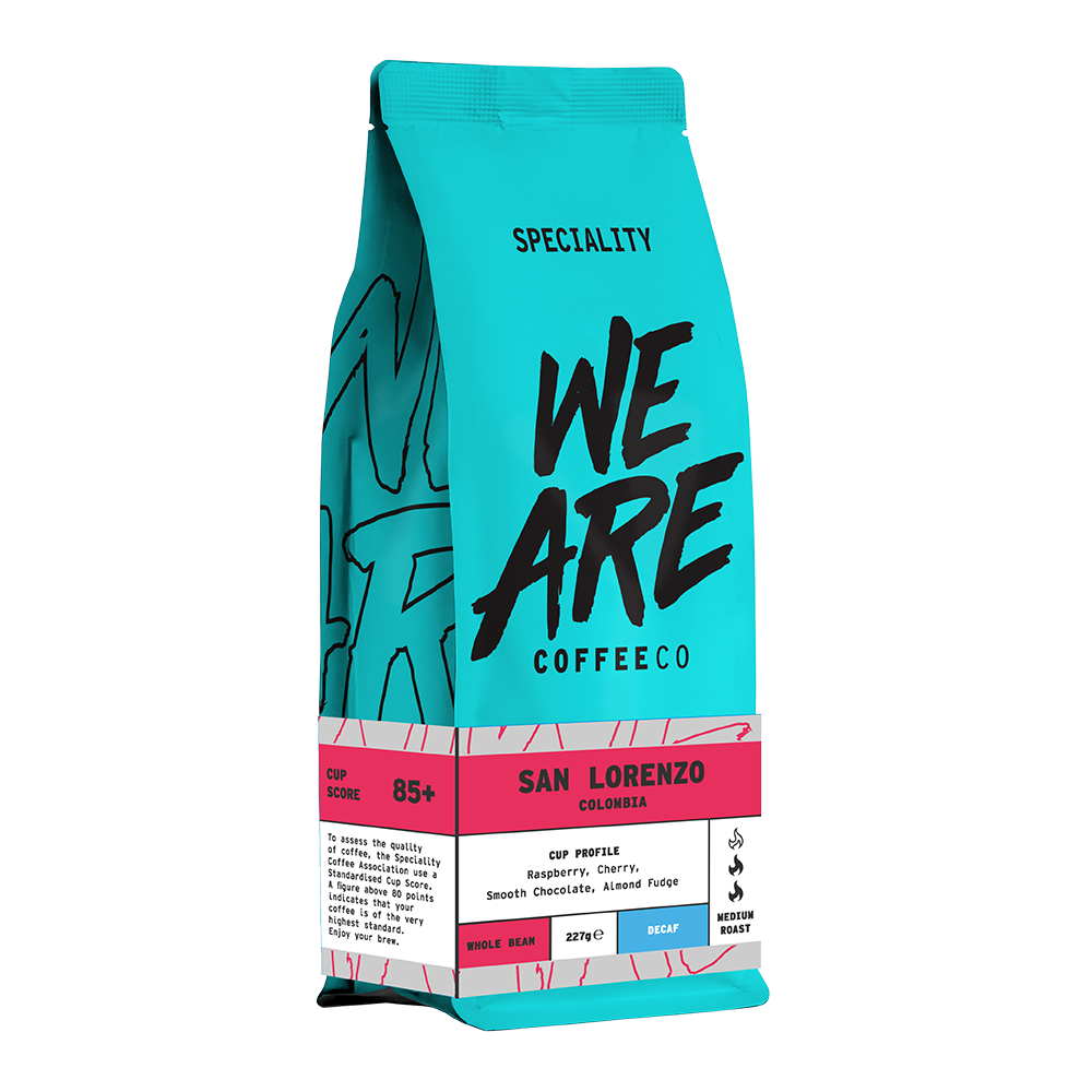 San Lorenzo Decaf - side pack shot by We Are Coffee Co