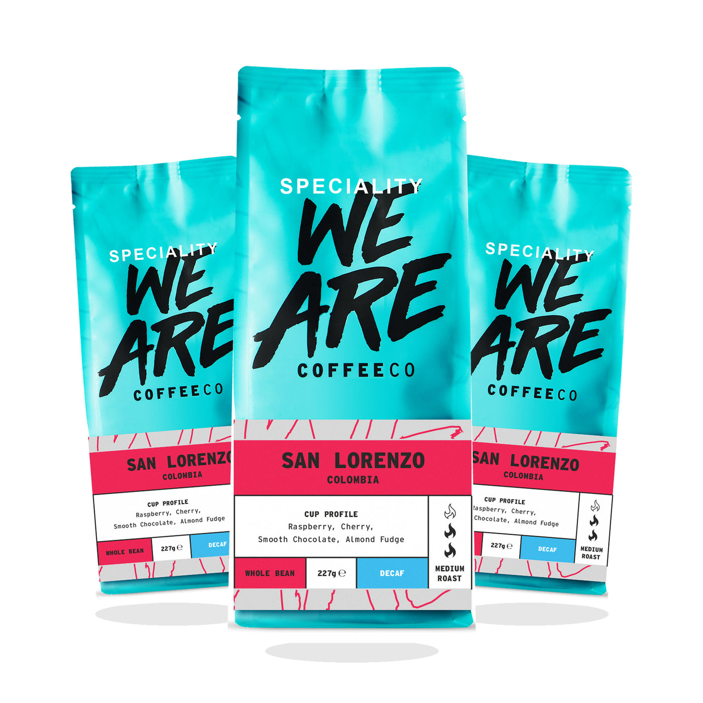 Colombian decaf speciality coffee, three-pack of We Are Coffee Co bags