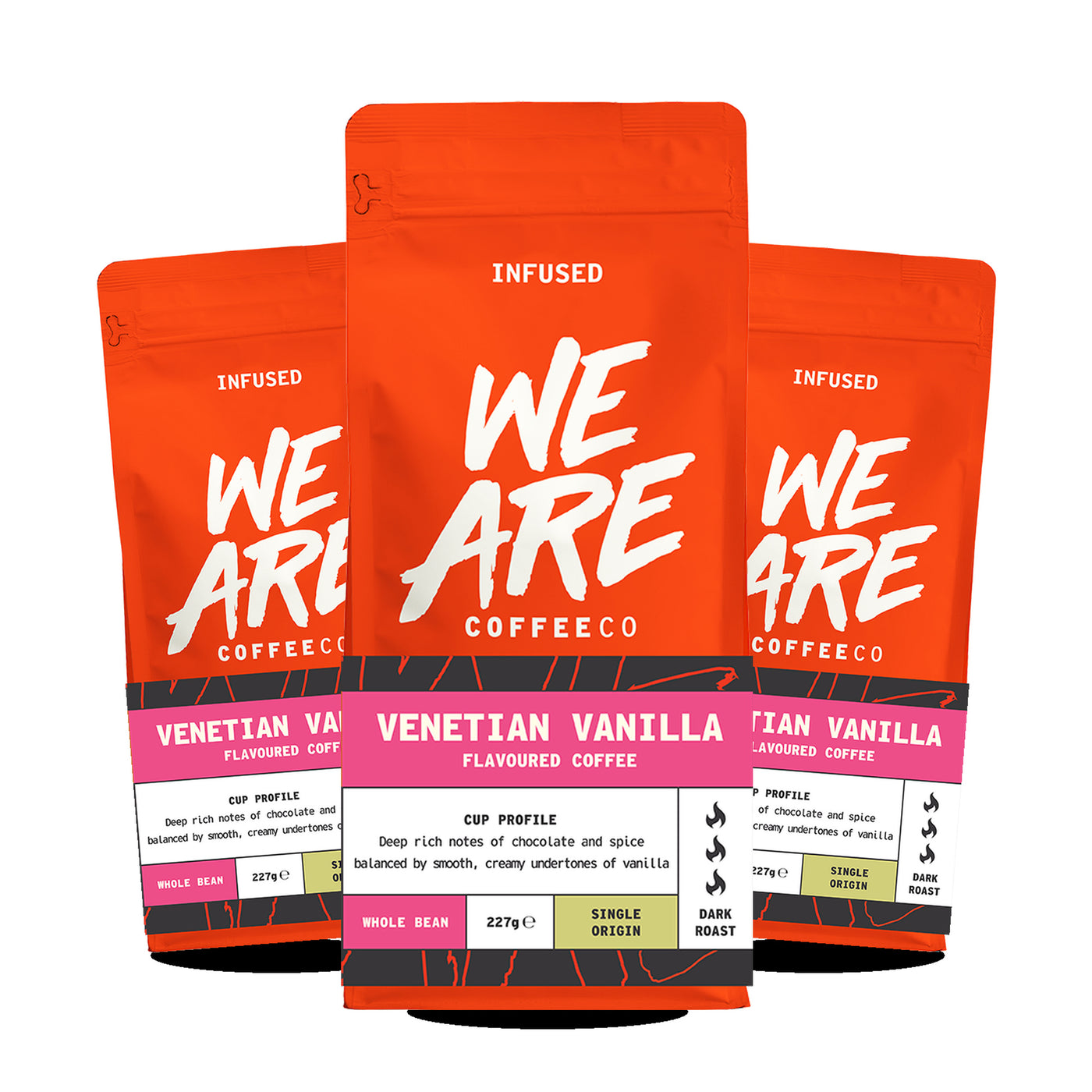 Venetian Vanilla flavoured coffee, three-pack of We Are Coffee Co bags